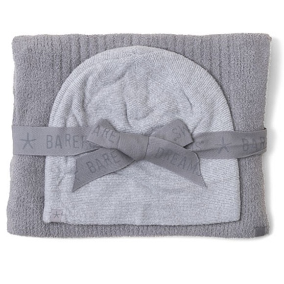 Barefoot Dreams Accessories - Barefoot Dreams CozyChic® Pom Pom Beanie and Scarf Set Pewter/Pearl